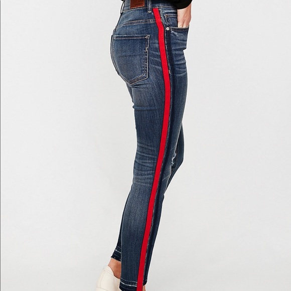 Express Denim - [Express] High Rise Ankle Striped Jeans